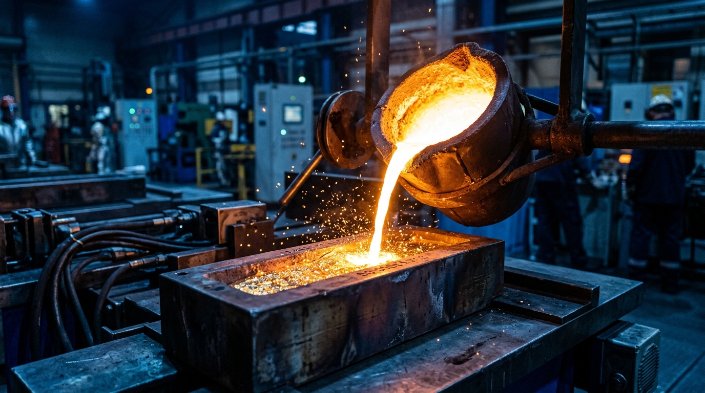 Molten gold casting and refining into pure bullion bars